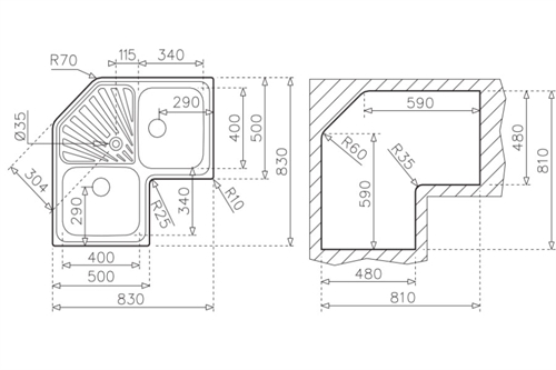 Chậu rửa INOX Teka ANGULAR 2B