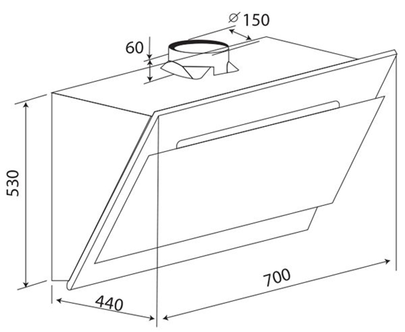 Máy hút khói, hút mùi kính vát KAFF KF-AT90LH