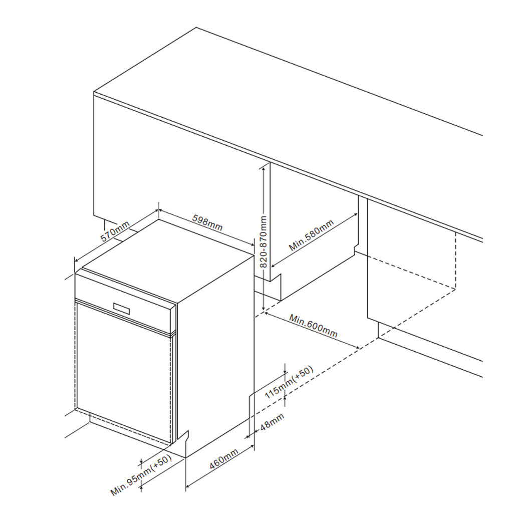 Máy rửa chén bát âm bán phần Fagor 3LVF-62BSI