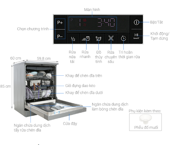 Máy rửa chén bát độc lập Beko DFN28424X