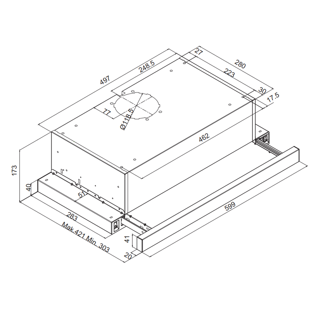 Máy hút khói, hút mùi âm tủ Fagor 3AF3 - 641X