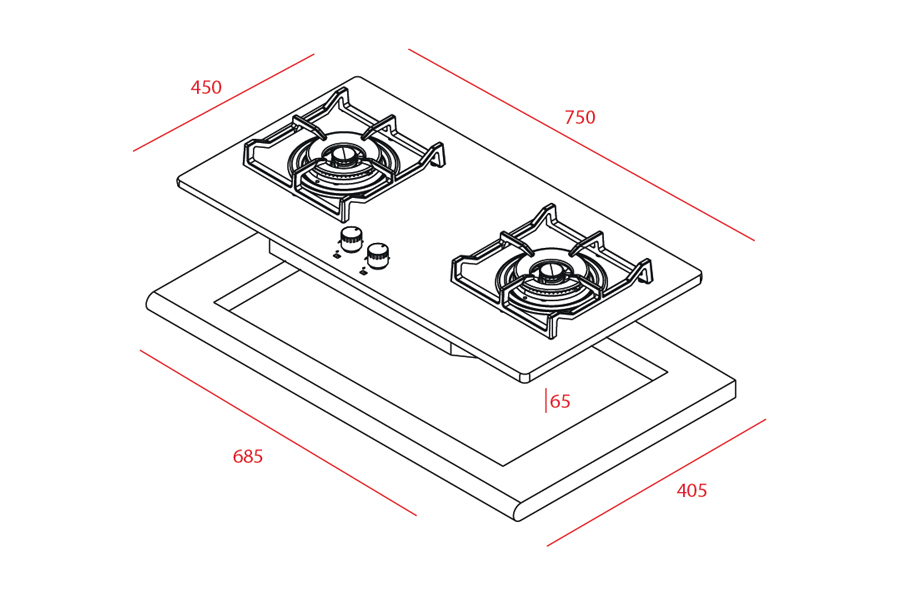 Bếp gas âm Teka GT LUX 75 2G AI AL 2TR