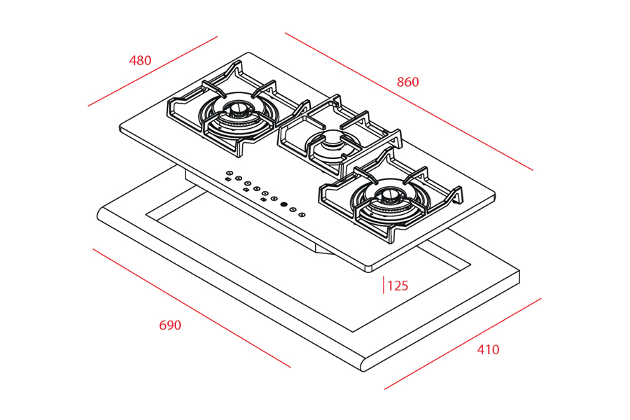 Bếp gas âm Teka GT LUX 86 3G AI AL