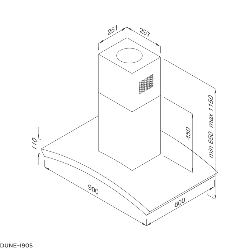 Máy hút khói, hút mùi đảo Malloca DUNE - I90S