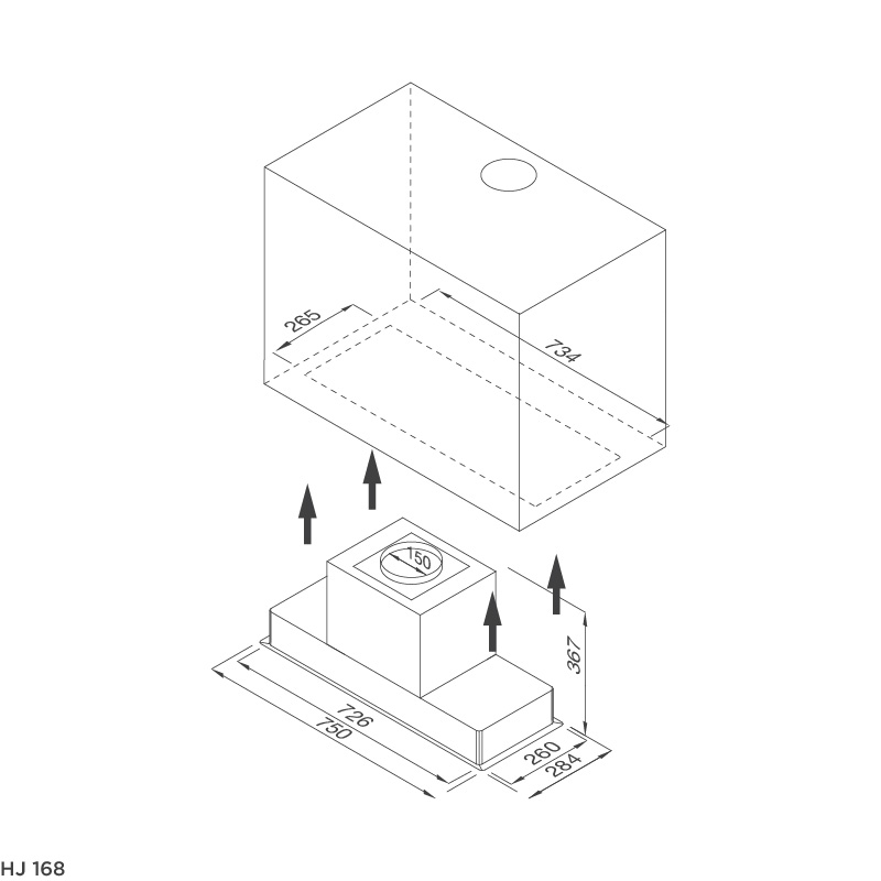Máy hút khói, hút mùi âm tủ Malloca HJ - 168