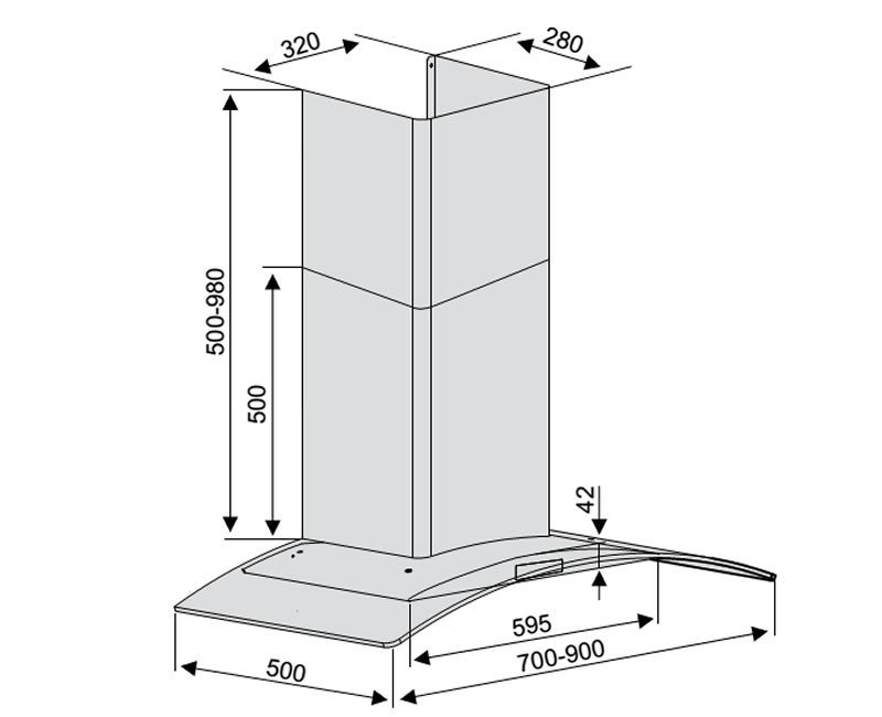Máy hút khói, hút mùi kính cong Kocher K - 6690
