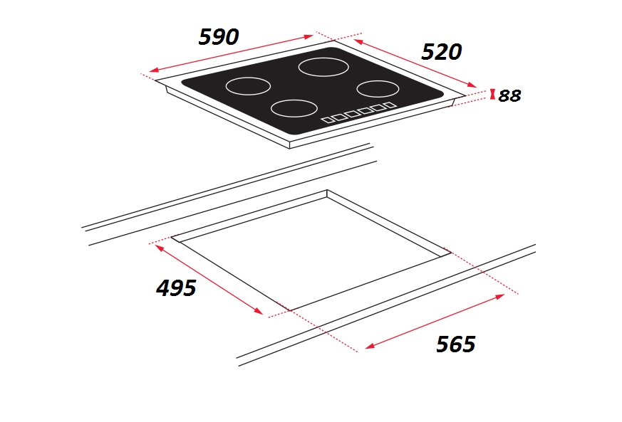 Bếp từ 4 vùng nấu Cata IB 6304 BK