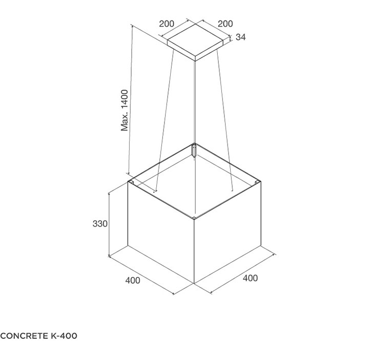 Máy hút khói, hút mùi đảo Malloca CONCRETE K - 400