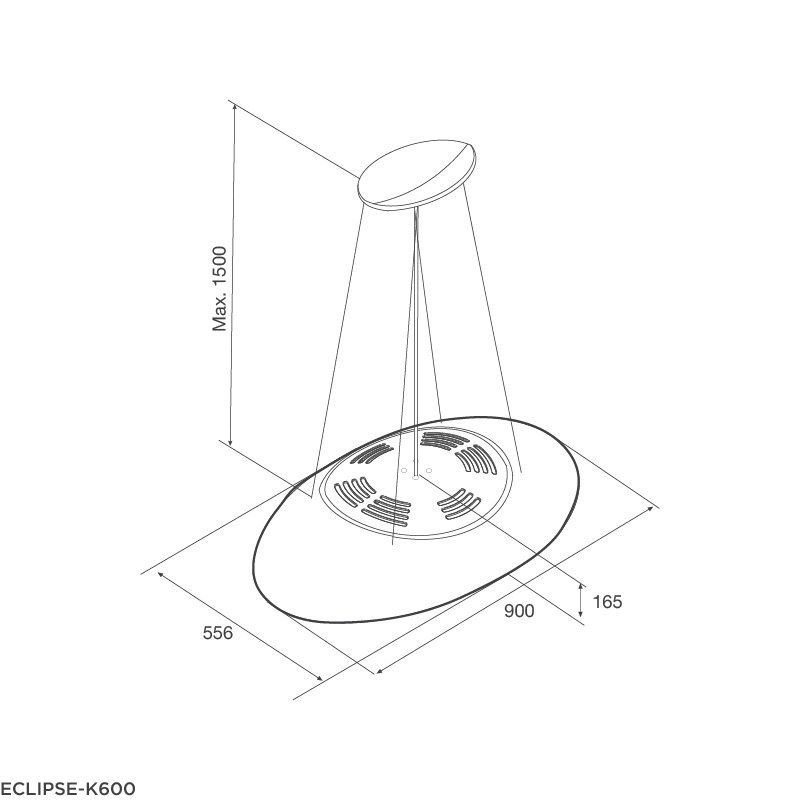Máy hút khói, hút mùi đảo Malloca ECLIPSE - K600