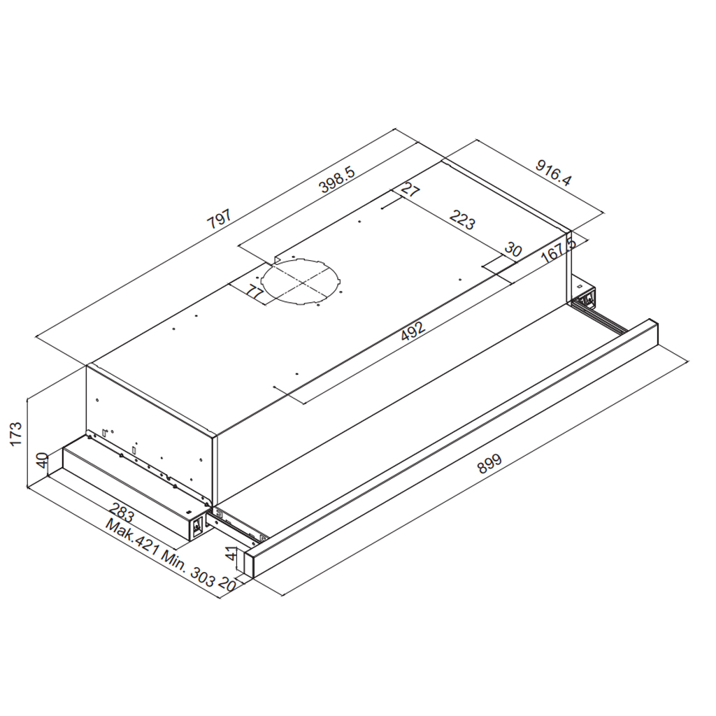 Máy hút khói, hút mùi âm tủ Fagor 3AF3 - 941X