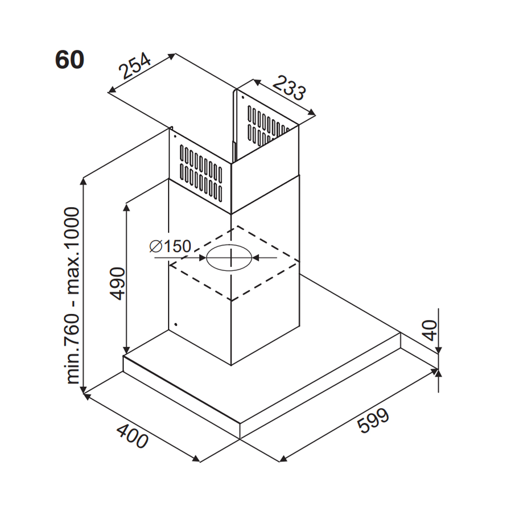 Máy hút khói, hút mùi kính ngang Fagor 3CFS - 6032X