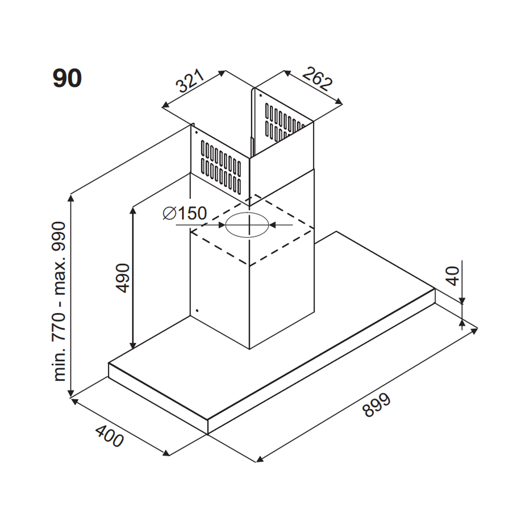 Máy hút khói, hút mùi kính ngang Fagor 3CFS - 9031X