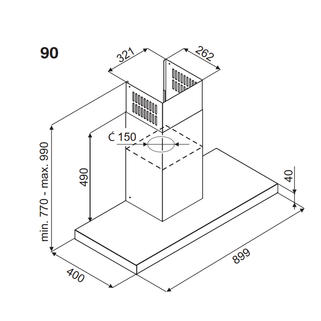 Máy hút khói, hút mùi kính ngang Fagor 3CFS - 9032X