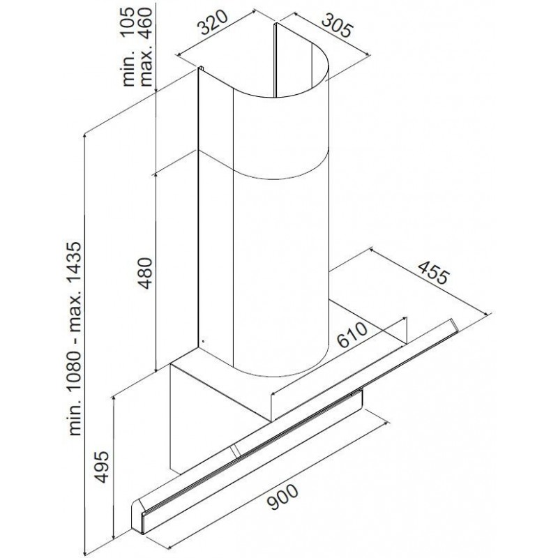 Máy hút khói, hút mùi kính vát Hafele HH - WVG90A