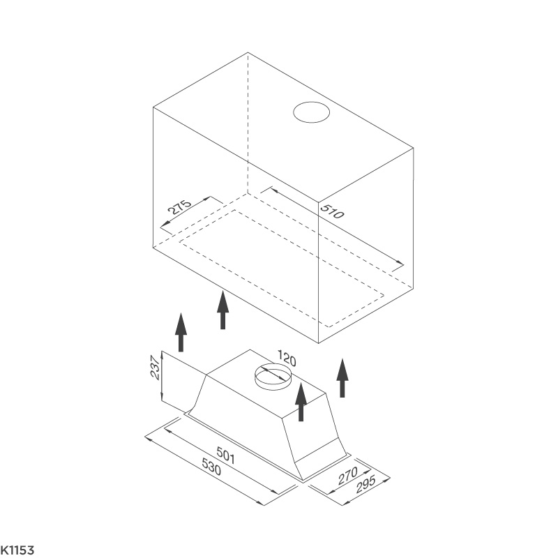 Máy hút khói, hút mùi âm tủ Malloca K1153