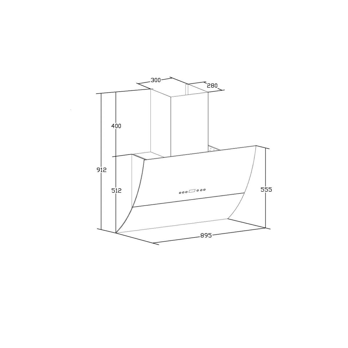 Máy hút khói, hút mùi kính vát Malloca MC 9039W