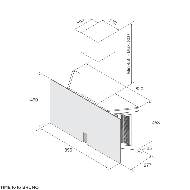 Máy hút khói, hút mùi kính vát Malloca TIME K - 15 NERO