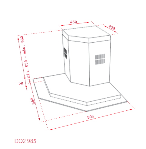 Máy hút khói, hút mùi dạng lắp góc tường Teka DQ2 985