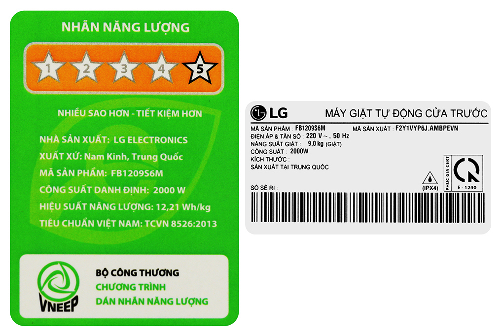 Máy giặt LG AI DD Inverter 9 kg FB1209S6M