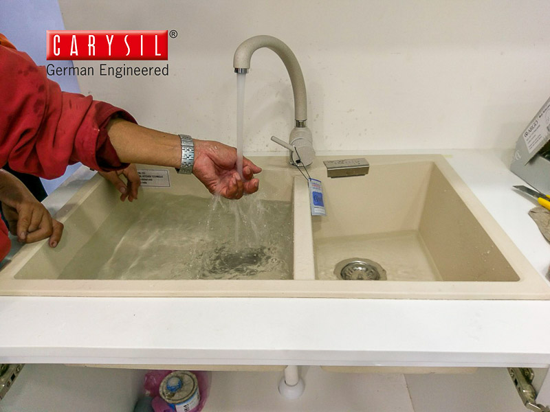 Bồn rửa bằng đá nhân tạo CG2DB 3220 LMC5-18/Champagne Vàng kem