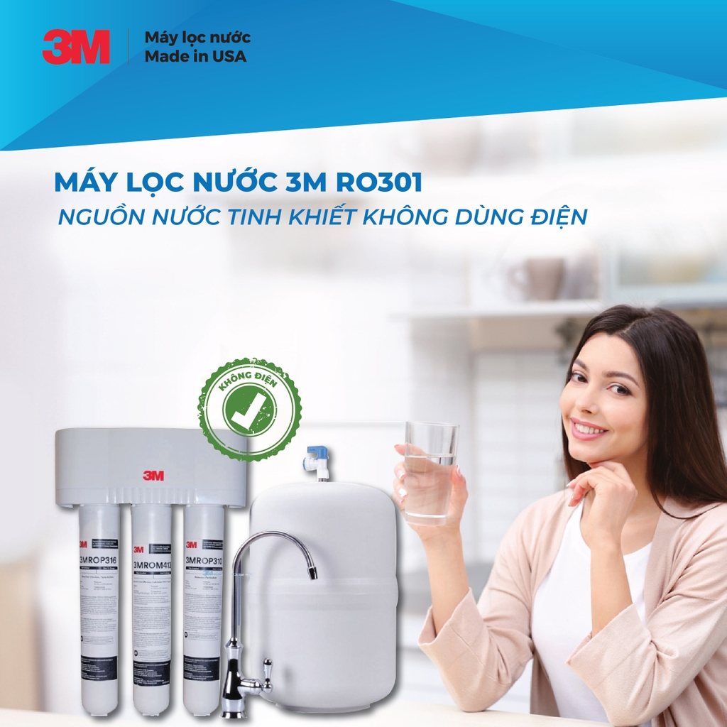 Máy Lọc Nước Lắp Dưới Bồn Rửa Không Dùng Điện 3M RO301