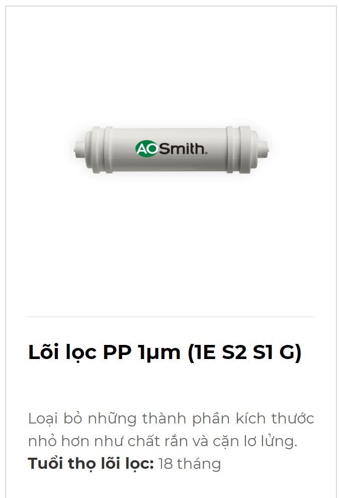 Bộ lõi lọc cho máy lọc nước RO AOSmith chính hãng