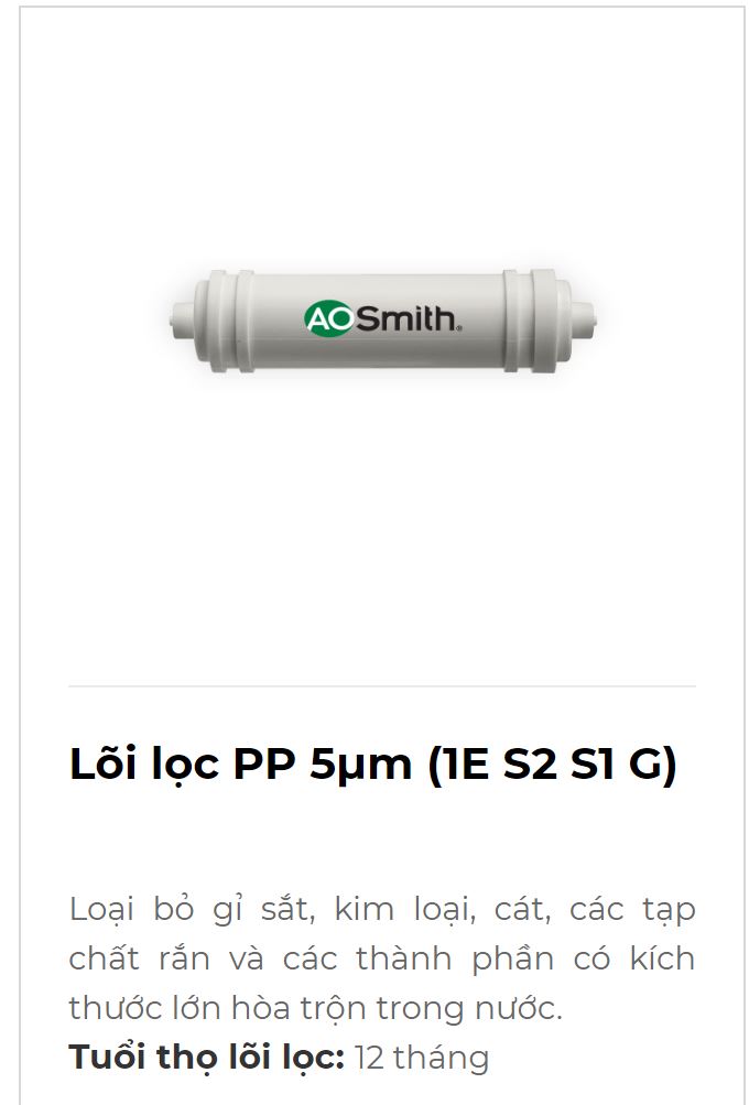 Bộ lõi lọc cho máy lọc nước RO AOSmith chính hãng