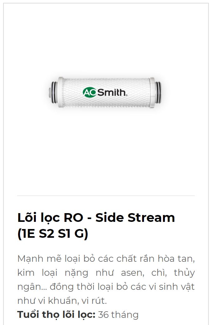 Bộ lõi lọc cho máy lọc nước RO AOSmith chính hãng