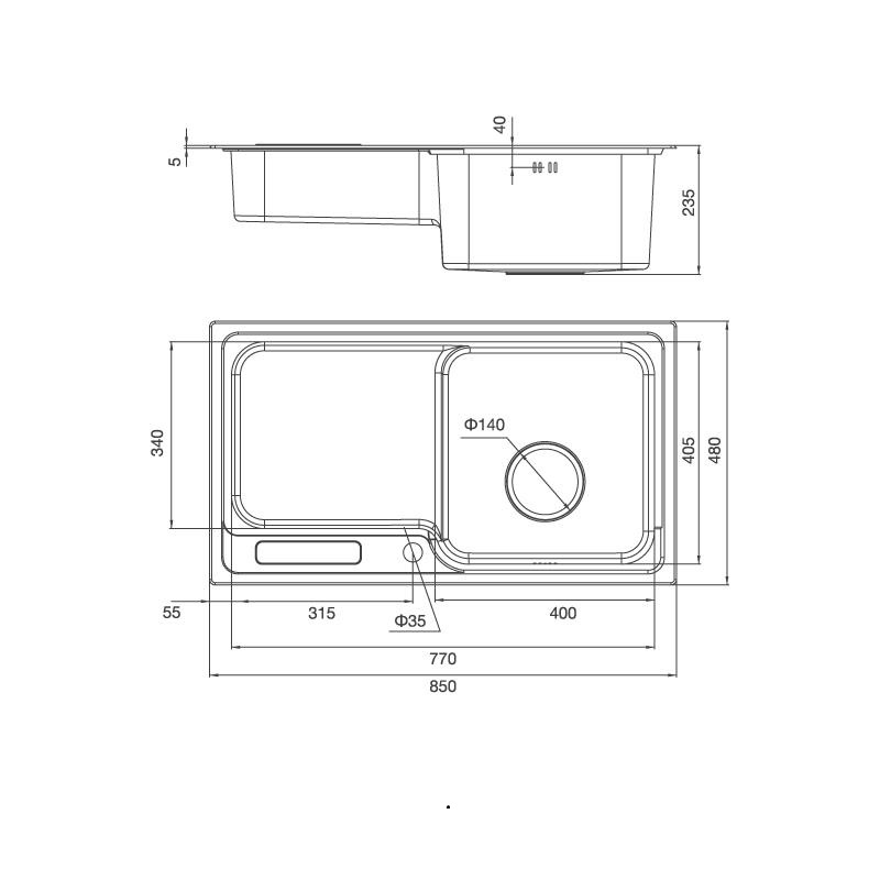 Chậu rửa inox Malloca MS 1028D