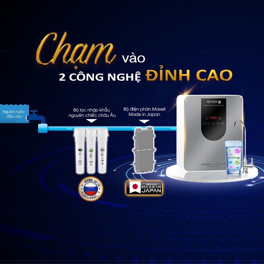 Máy lọc nước ion kiềm giàu Hydro Geyser Ecotar 9 Pro