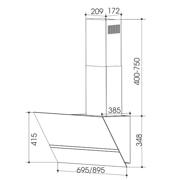 Máy hút khói, hút mùi kính vát Faster FS 3688SS NEW BLACK (90cm)