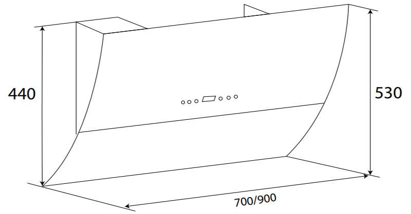 Máy hút khói, hút mùi kính vát KAFF KF-LUX AT90H WH