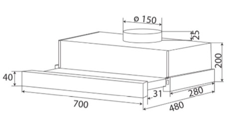 Máy hút khói, hút mùi âm tủ KAFF KF-TL700ST