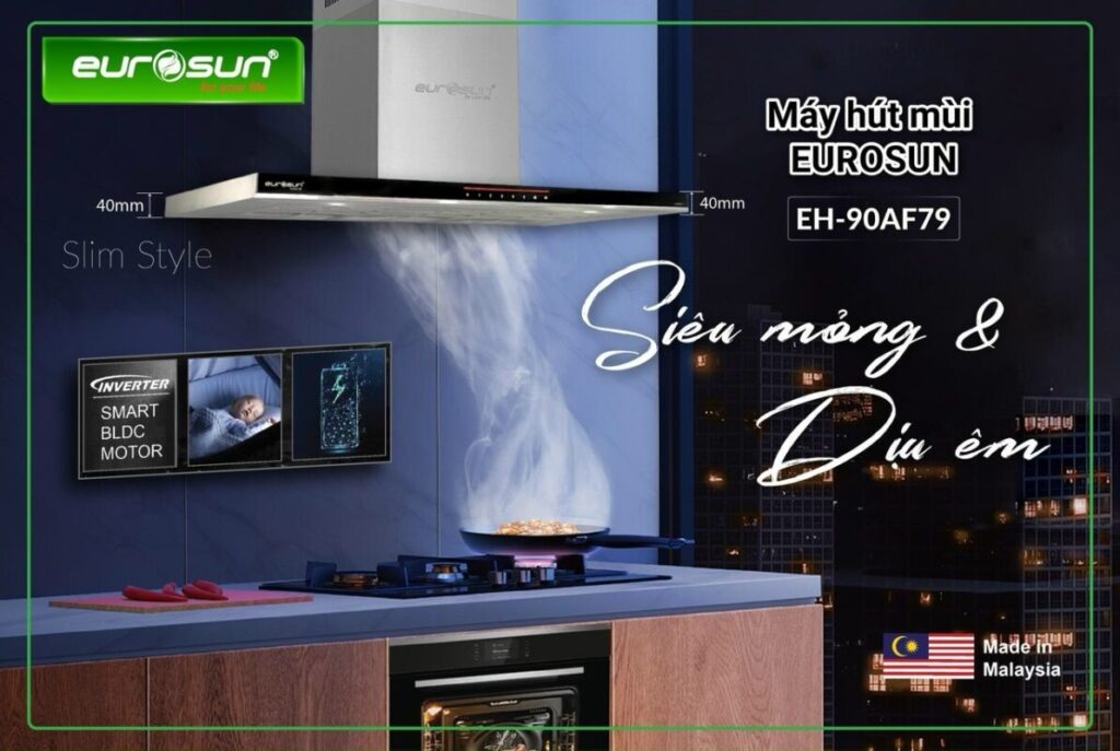 Máy hút khói, hút mùi kính ngang Eurosun EH - 90AF79