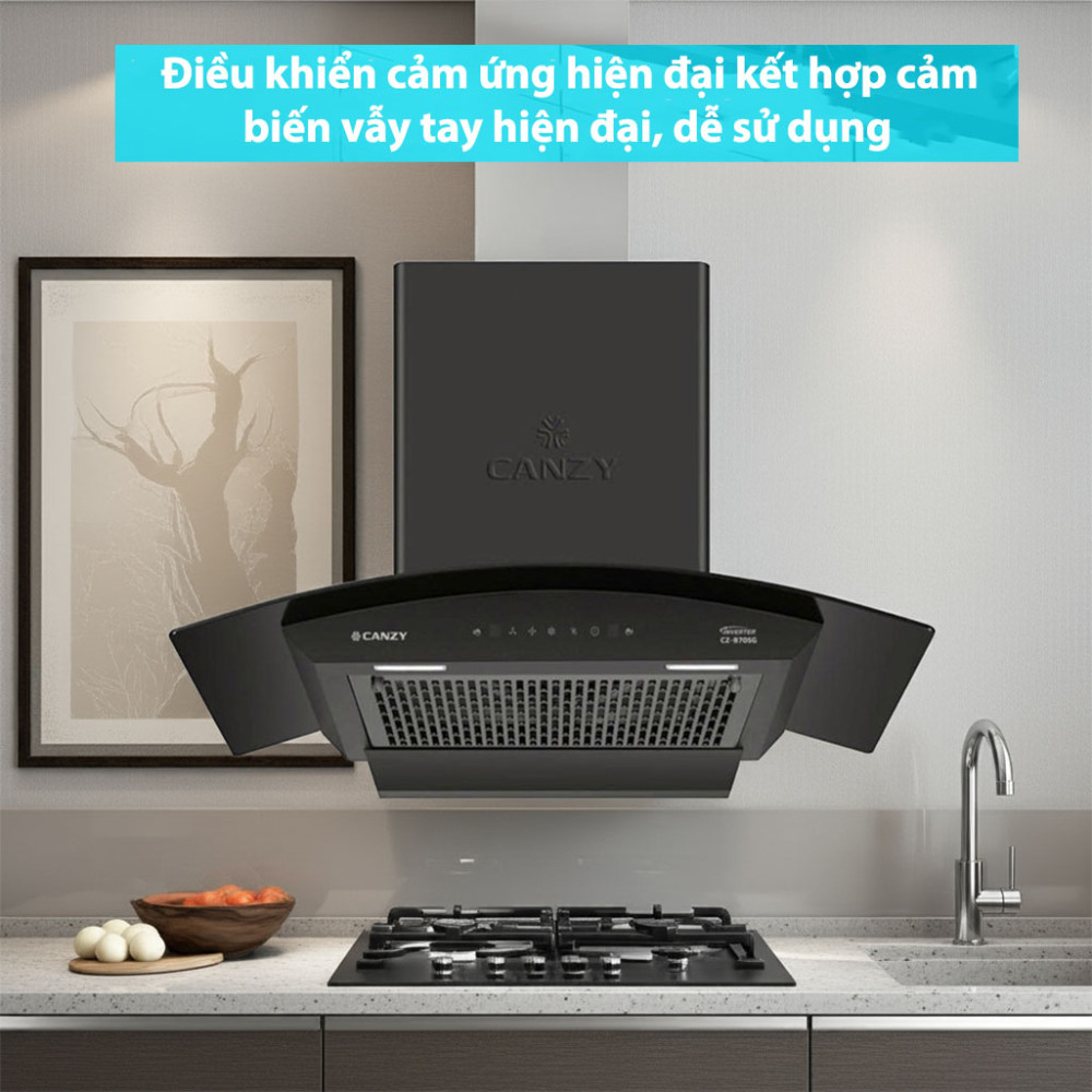 Máy hút khói kính cong Canzy CZ B70SG (điều khiển cảm ứng vẫy tay)