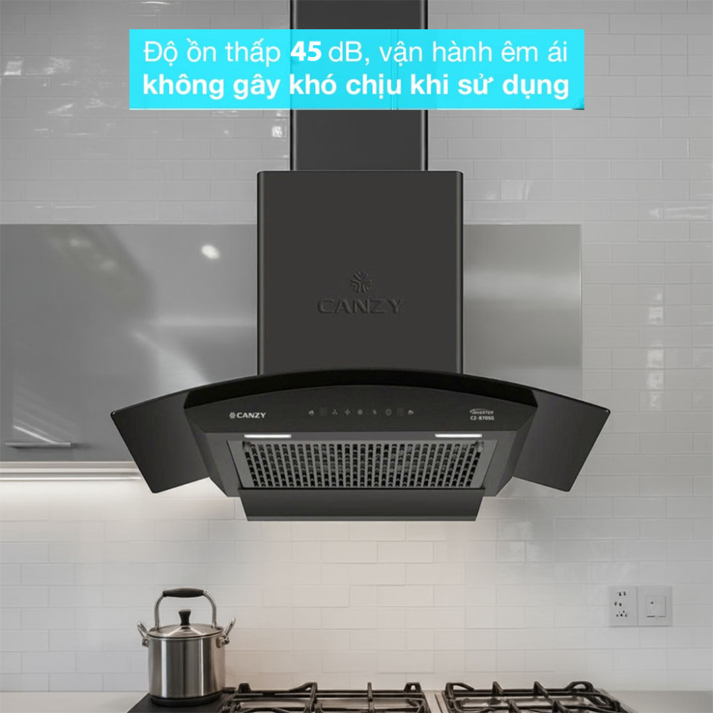 Máy hút khói kính cong Canzy CZ B70SG (điều khiển cảm ứng vẫy tay)