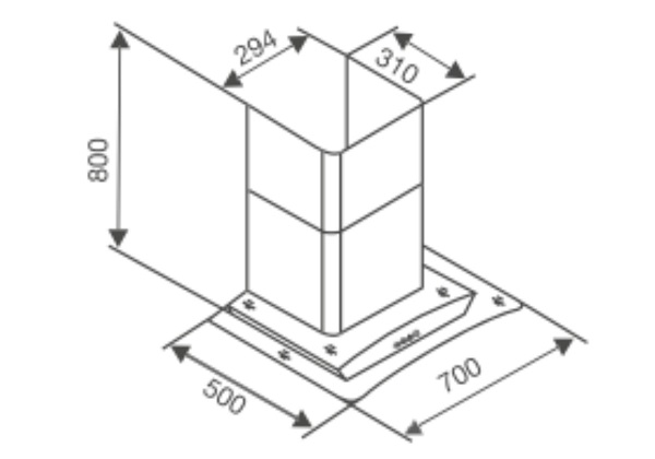 Máy hút khói, hút mùi kính cong Latino LT - 70F26