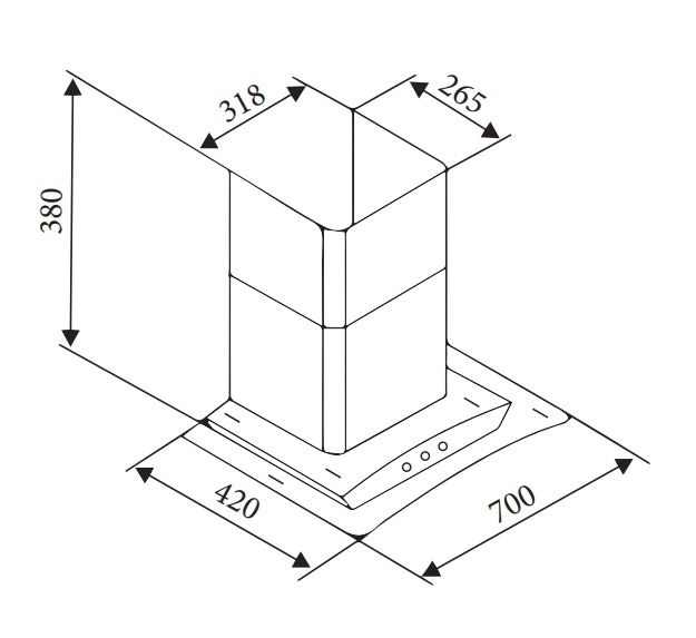 Máy hút khói, hút mùi kính cong Latino LT-KC700Silver (điều khiển cảm biến vẫy tay)
