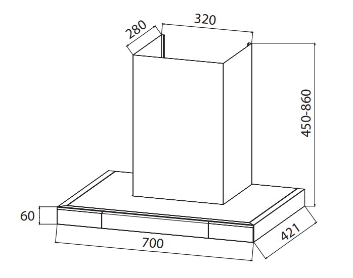 Máy hút khói, hút mùi kính ngang Latino LT-T700DC Athena (điều khiển cảm biến vẫy tay)