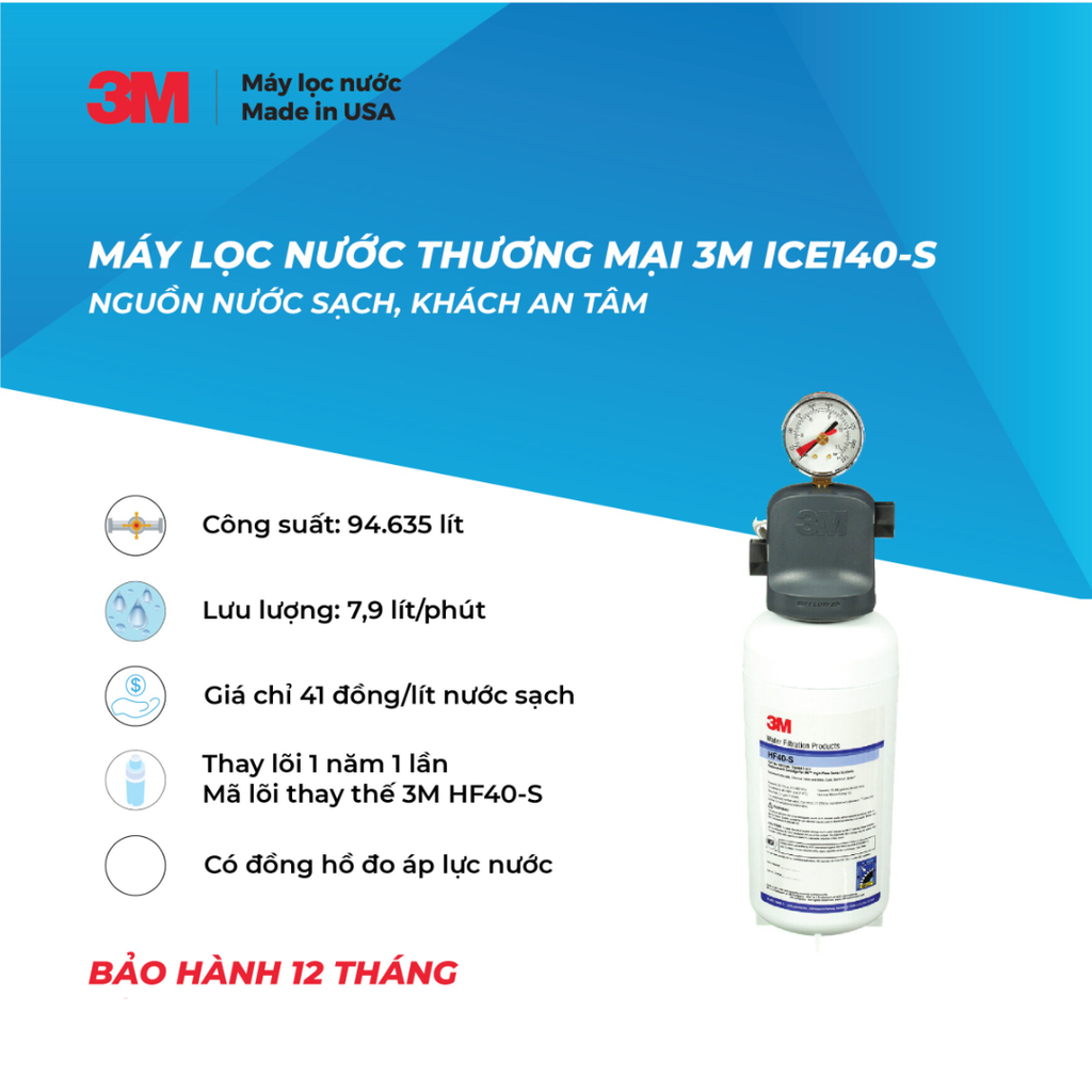 Máy Lọc Nước Công Suất Lớn Dành Cho Nhà Hàng, Quán Cà Phê Vừa Và Nhỏ 3M ICE140-S