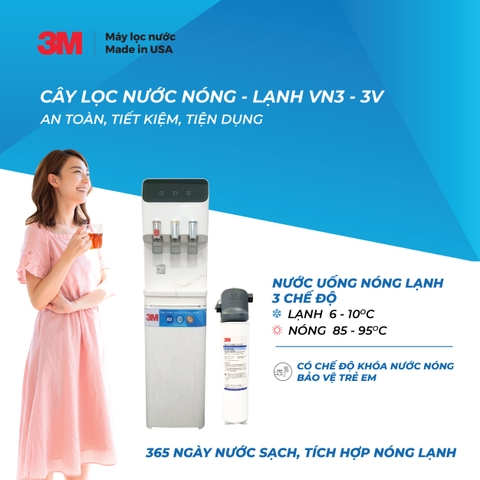 Máy Lọc Nước Nóng Lạnh Màu Trắng 3M VN3-3V (Sử Dụng 3M BREW 120-MS)