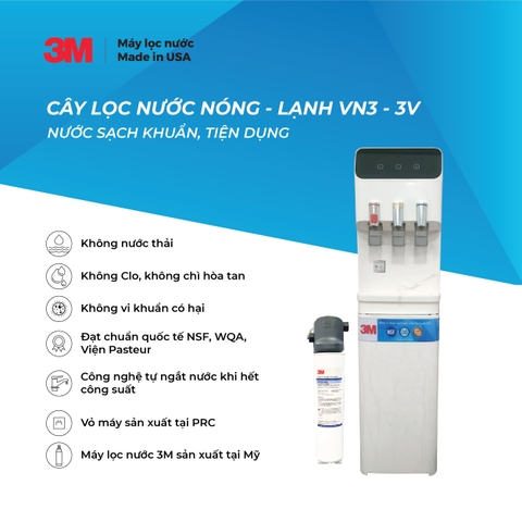 Máy Lọc Nước Nóng Lạnh Màu Trắng 3M VN3-3V (Sử Dụng 3M BREW 120-MS)