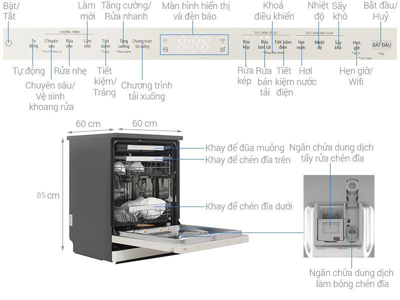 Máy rửa chén LG TrueSteam™ LDT14BGA3 màu Be