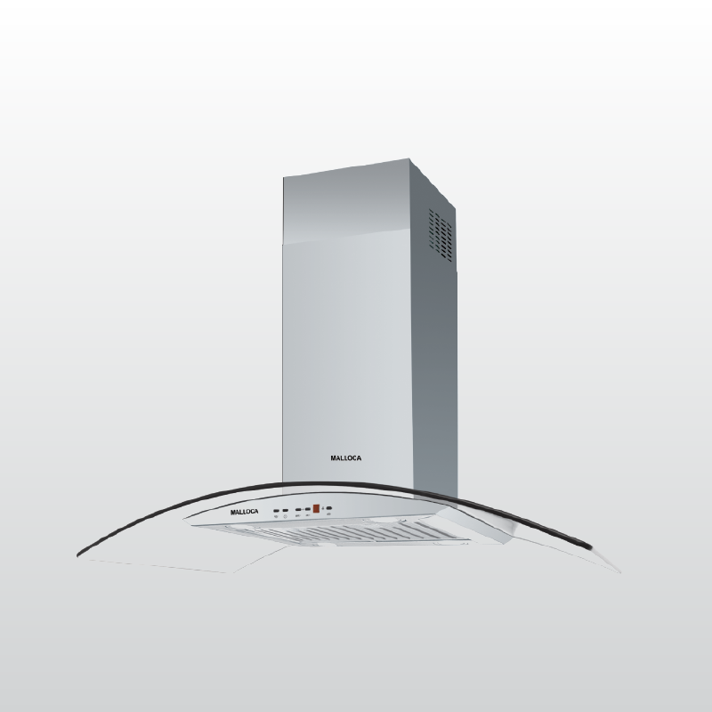 Máy hút khói, hút mùi kính cong Malloca MC 9081 ISLAND NEW