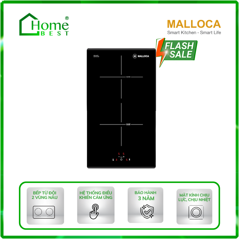 Bếp từ đôi domino Malloca MDI 302