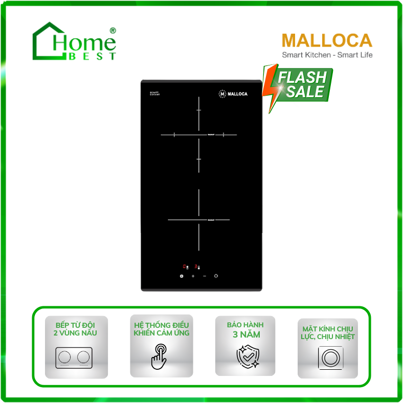 Bếp từ đôi domino Malloca MDR 302