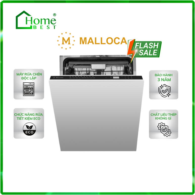 Máy rửa chén bát âm toàn phần Malloca MDW14-B09FI