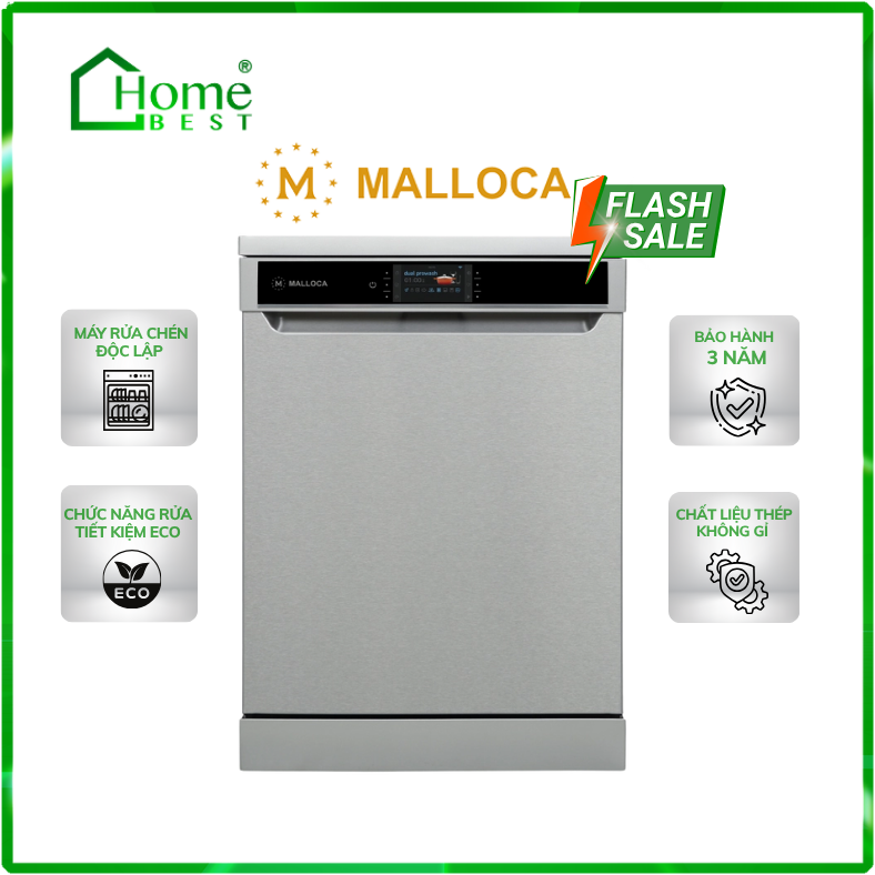 Máy rửa chén bát độc lập Malloca MDW14-S10TFT