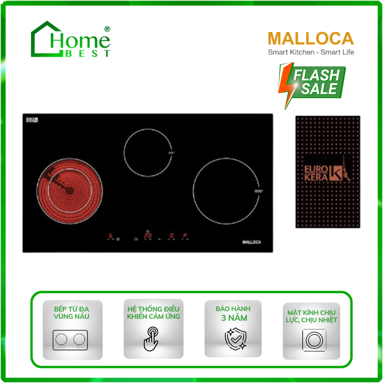 Bếp từ kết hợp hồng ngoại Malloca MH-03IRB BR