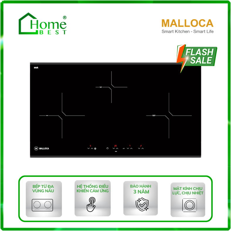 Bếp điện từ 3 vùng nấu Malloca MH-03IRB S